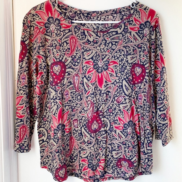 Lucky Brand Tops - LUCKY BRAND PINK, NAVY,& BEIGE PAISLEY/FLORAL TOP